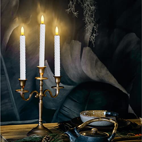 Pineapple Flameless Taper Candles Battery Operated Flickering With Remote - 6 Pack 9.8 Inches Spiral White Holiday Candles Led Candlesticks, 3D Flickering Window Candles For Valentine Day, Wedding #TOP6