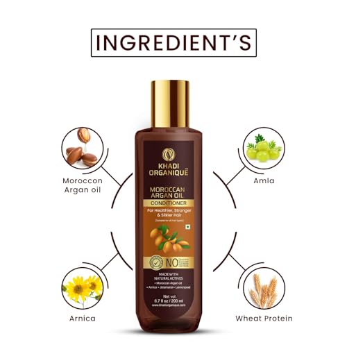 Image of Khadi Organique Moroccan Argan Oil Hair Conditioner | Deep Nourishment for Dry, Frizzy & Color-Treated Hair | Hydrating & Silky Finish | Paraben & Sulfate Free | With Amla, Jojoba & Almond Oil | 200ML
