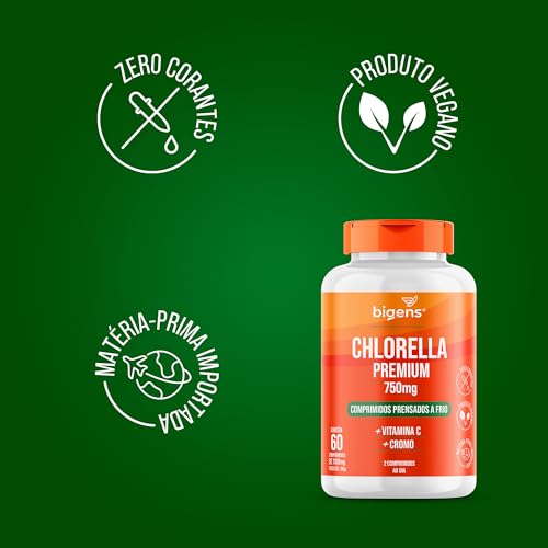 Chlorella Premium 750mg, vitamina c, cromo, 60 comprimidos, Biogens