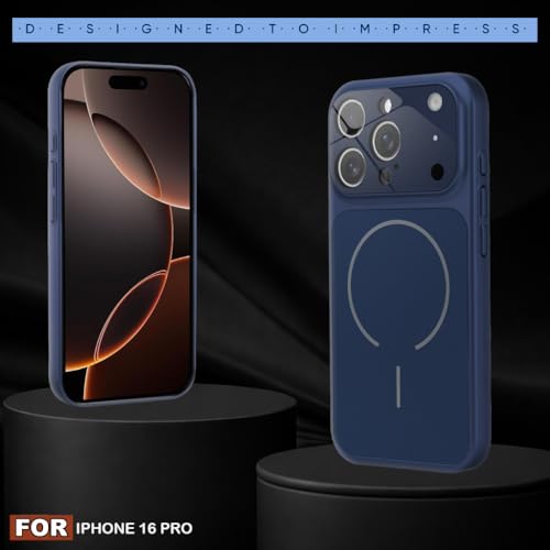 Image of SHINESTAR iPhone 16 Pro Case - Premium Shockproof Protective Cover, Wireless Charging Compatible, Slim & Durable Luxury Back Cover with Camera Protection (Blue)