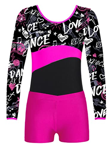 Kids Girls Gymnastics Leotards with Shorts Set 2 Pieces Tracksuit Long Sleeve Tumbling Dance Outfits3