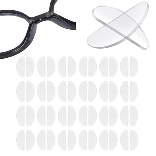 24 Pairs Silicone Glasses Nose Pads 1mm Ultra-Thin Anti-Slip Adhesive Eyeglass Nose Grips Clear Replacement Nose Cushions Protectors to Stop Glasses Slipping Down for Plastic Frames & Sunglasses