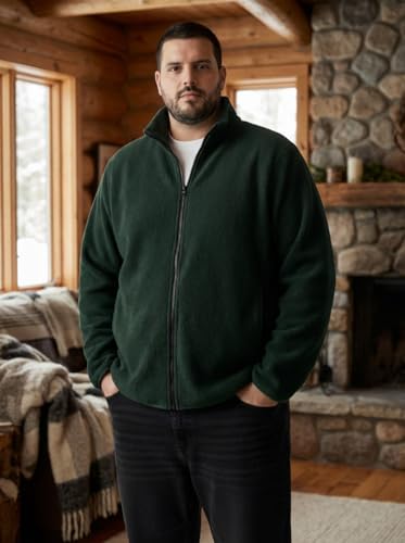 Image of UNSTD Men Plus Size Fleece Jacket for Men Standard Length | Winter Wear Full Sleeves Zipper Jacket | Warm & Comfortable Big and Tall Jacket