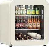 °CUBES Retro Kühlschrank 48L Creme – Kompakter Mini Kühlschrank für Zuhause, Büro, Kiosk & Gastronomie – Leiser Getränkekühlschrank für Küche, Home Office, Gaming Room & Hotel
