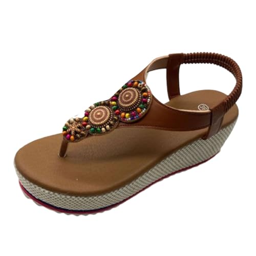 Genérico Sandalias Playa Mujer Comodas Zapatos Ortopedicos Sandalias de Verano para Mujer,Nuevas,Informales,Cómodas,con Punta Abierta,Elásticas,con Gruesa Y Cuñas Negras Verano (Brown,39)