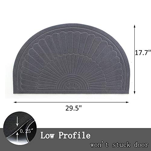 Half Round Door Mat Mud Dirt Trapper Shoe Scraper Mat Entry Mat Rugs for Front Door Low Profile Indoor Washable
