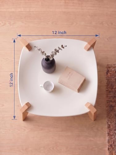 Image of Modern Square Side Table, Home Decor for Living Room, Bed Side Tables for Bed Room, stools for Home, Furniture for Home, 2-Tier White Shelves