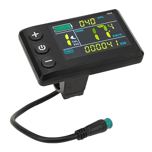 S866 Electric Bike LCD Display Meter, Water proof ABS Control Panel with Color Screen Speed Battery Mileage Tracker for 24V/36V/48V E Bikes Scooters