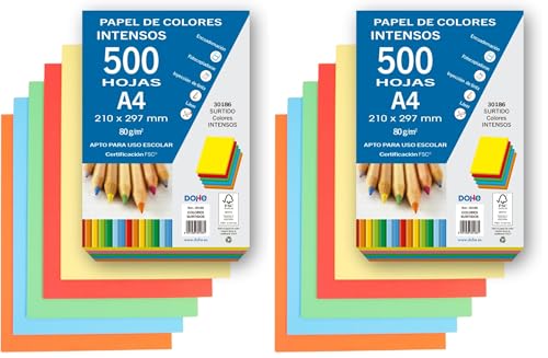 Feuilles A4 couleur intense épaisseur 80g Dohe pour dessin et loisirs (Lot x2)