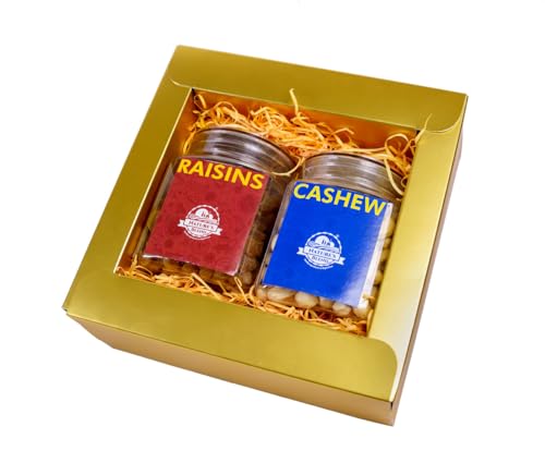Image of Nature's Blend Essential Dry Fruits - Pack of 2 (Cashew, Raisins) (Soft Top, Medium Jar, Festive)