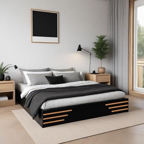 Witty Wud | Shero Compact Queen Size Bed (Mattress Size 48 X 72) Engineered Wood Bed with Storage, 1 Year Warranty | Colour Wenge (Compact Queen Size)