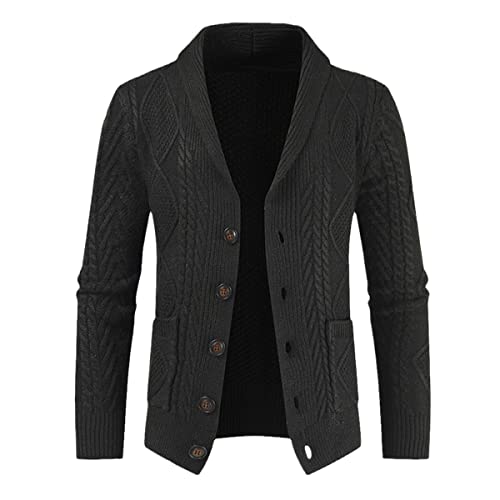 Pull noir homme Roquorl en tricot chaud à manches longues et coupe élégante taille L