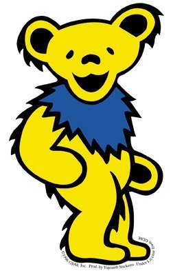 Grateful Dead - Large Yellow Dancing Bear - Sticker / Decal