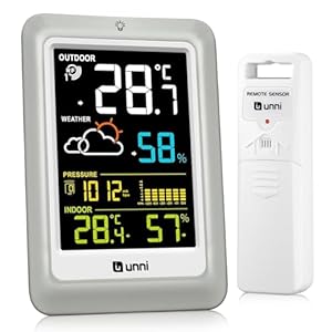 Wireless Weather Stations Indoor Outdoor Thermometer, Battery or USB Powered with 100m Range Sensor and Adjustable Backlight Multi