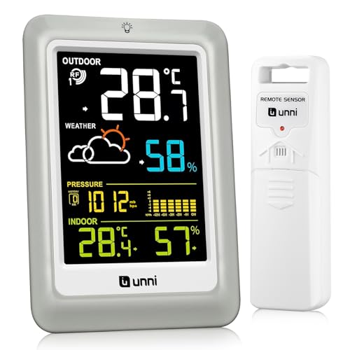 Image of Wireless Weather Stations Indoor Outdoor Thermometer, Battery or USB Powered with 100m Range Sensor and Adjustable Backlight Multi