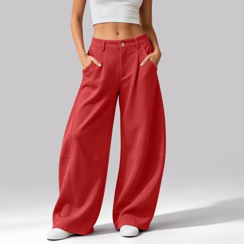 Elneeya Womens Barrel Sweatpants Baggy Elastic Waist Lounge Office Pants - image 2