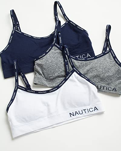 Nautica Girls' Training Bra - Seamless Crop Cami Bralette (6 Pack), Size 32, Grey/Navy/White