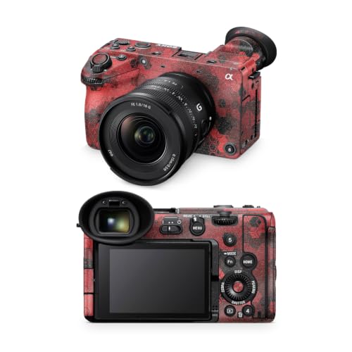 Image of Glossy Glitter Camera Skin Compatible with Sony FX2 Digital Camera (2025) - Red Hexa Camo - Premium 3M Vinyl Protective Wrap Decal Cover - Easy to Apply | Crafted in the USA by MightySkins