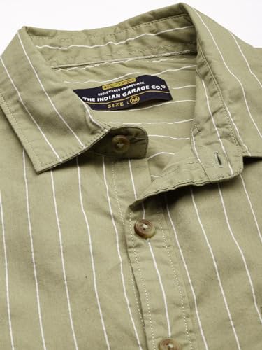Image of The Indian Garage Co Men Regular Fit Striped Full Sleeves Cutaway Collar Casual Shirt