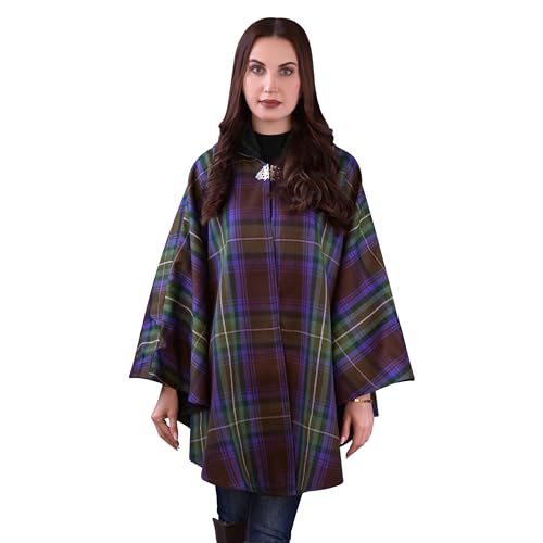 Women's Vintage Plaid Knitted Scottish Cape Traditional Cardigan