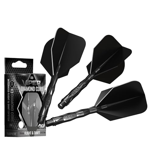 Viper Diamond Core Integrated Dart Flight & Shaft System - Precision Darting Accessory with Tough Polymers for Enhanced Performance, Set of 3, Medium Shaft, Standard No6 Flight, Black
