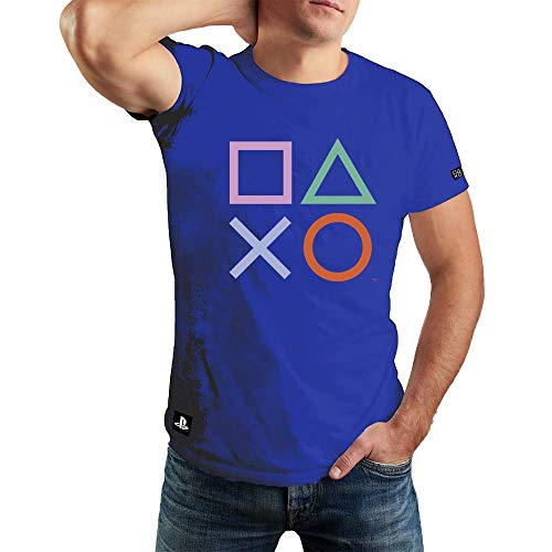 Camiseta Casual, Sony Playstation, Azul, M, Adulto Unissex