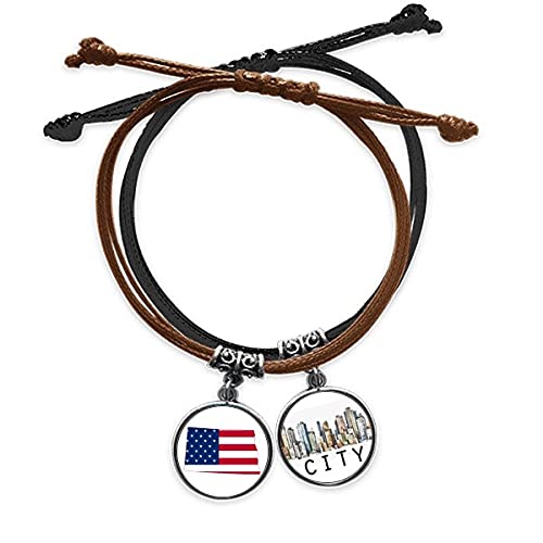 Drapeau des étoiles du Dakota du Nord sur ce bracelet corde main en cuir Sidi pour voyager
