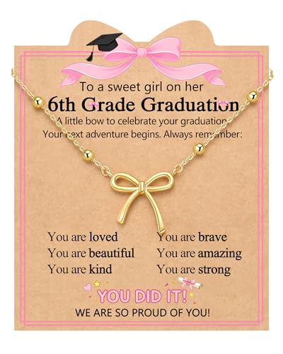 UNGENT THEM 6th Grade Graduation Decorations Gifts for Girls Necklace
