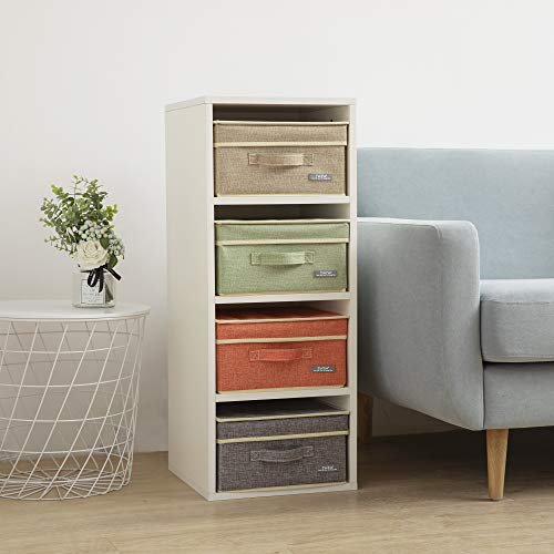 Image of YueYue Cloth Foldable Fabric Bins Box Storage - 2 Pack 12.4 X 12 X 6.7 Inch Storage Bins With Lids Organizer Basket Gray - Bins Storage Shelves Closet Boxes Pack Collapsible