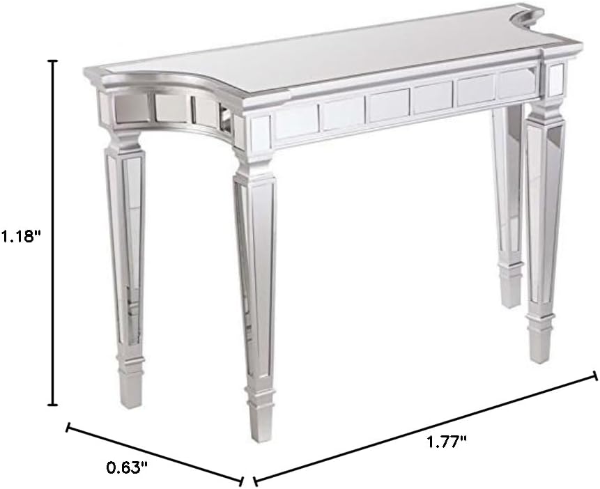 SEI Furniture Glenview Mirrored Console Table with Matte Silver Trim