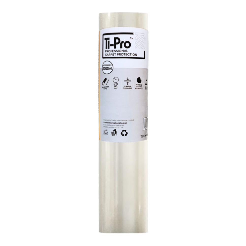 TI-Pro Clear Self-Adhesive Carpet Protector Film Roll 600mm x 100m - DIY Heavy Duty Waterproof Floor Protection | (1 Pack)