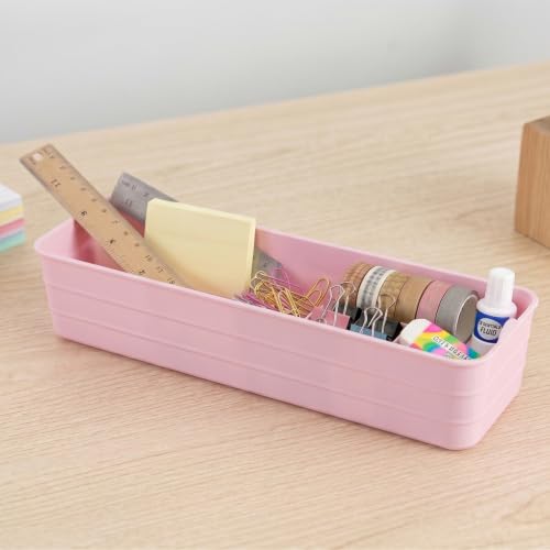 Image of KOLORR Flexi Tray Narrow Flexible Space-Saving Storage, Stackable Storage Organizer, Drawer Organizer Trays for Home, Washroom, Office, and Kitchen Organization Pack of 6 - Peach