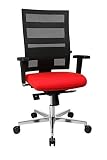 Topstar Sitness X-Pander Plus, ergonomischer Bürostuhl, Schreibtischstuhl, inkl. Multifunktions-Armlehnen, Body-Balance Tec-Gelenk, Stoff, rot / schwarz, 61 x 59 x 130 cm