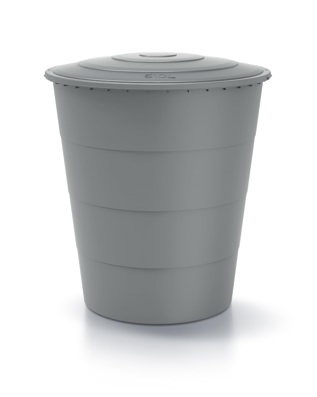 Kreher XXL Regentonne Smooth 510 L (Grau, mit Deckel) | Regenwassertank aus Kunststoff im runden, zeitlos modernen Design, spart Wasser bei der Gartenbewässerung