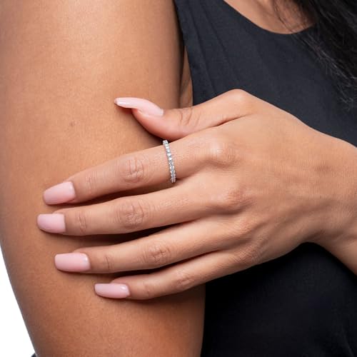 Amazon Essentials IGI Certified 1 Carat Lab Grown Diamond Eternity Band in Solid White 14K Gold (VS1-VS2 Clarity, G-H Color) - Eternity Ring - Stackable Rings for Women - Size 5.5 by Amazon Essentials - Image 2