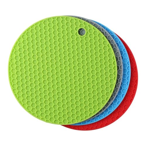 KIT 4 Descanso de Panela em Silicone 17 cm Resistente ao Calor Antiderrapante Premium