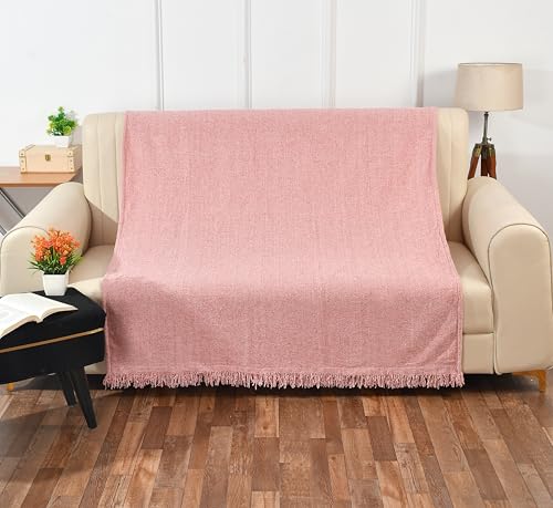SASHAA WORLD Soft Chenille Throw Blanket | Throw for Living Room, Sofa, Bed, Chair, Picnic & Used for Gift | Rose Pink, 130 x 180 cm