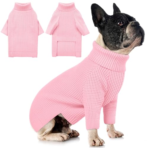 Queenmore Small Dog Sweater, Turtleneck Dog Sweaters for Small Dogs Male
