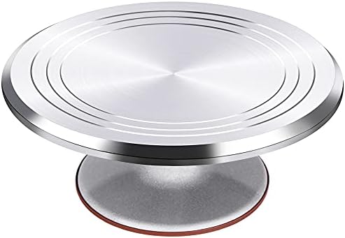 Puroma Aluminium Alloy Rotating Cake Turntable 12'' Revolving Cake Stand with Non-Slipping Silicone Bottom, Ideal Cake Decorating Supply for Cake Decorations, Pastries and Cupcakes