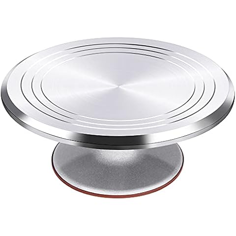 Puroma Aluminium Alloy Rotating Cake Turntable 12'' Revolving Cake Stand with Non-Slipping Silicone Bottom, Ideal Cake Decorating Supply for Cake Decorations, Pastries and Cupcakes Cover