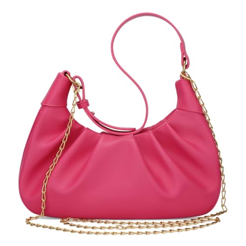 Image of KKXIU Shoulder Bag Crescent Handbag Ruched Purse Underarm Bag Mini Hobo for Women