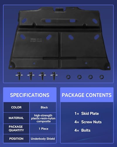 Image of Upgraded Engine Splash Shield for 2015-2024 F150 with Gasoline Engine | Heavy Duty Black Skid Plate Under Cover, Anti-Sagging Oil Pan & Transmission Protection, with Hardware Replaces# ML3Z-7222-D