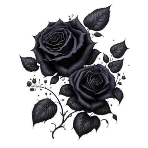 Image of 2pcs Gothic Black Rose Flower Car Decal 4.33 inchx5.51 inch, Waterproof, Aesthetic, Suitable for Car, Laptop, Wall, Window, Travel Extra Durable Vinyl |#DS10