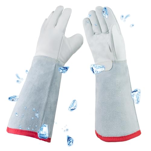 CryoKing -482℉/-250℃ Cryogenic Gloves, LN2 Dewars Liquid Nitrogen Freezer Dry Ice Cryo Antifreeze Gloves for Liquid Nitrogen (1 Pair, 14 inch)