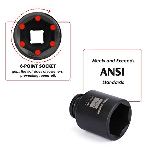 Mixpower 1/2-Inch Drive Deep Impact Socket Set, Inch, Cr-Mo, 6-Point, 1-3/8-Inch - 1-3/4-Inch, 7-Piece 1/2" Dr. Deep Spindle Axle Nut Impact Socket Set #TOP4