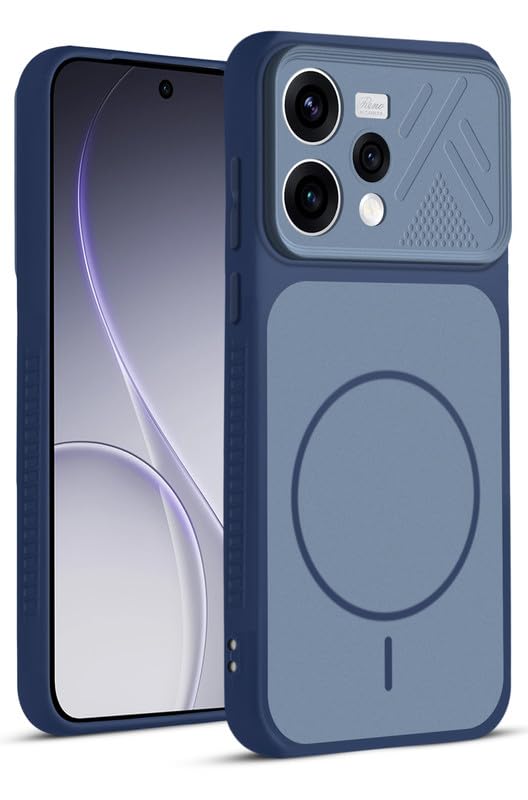 Mr. Case Back Cover for Oppo Reno 15 5G | Ring Design Protective Case with Camera Cut Protection | Anti Slip Grip | Shockproof Mobile Cover - Blue-image-5