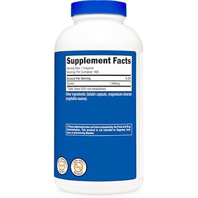Nutricost Taurine 1000mg; 400 Capsules (2 Bottles)