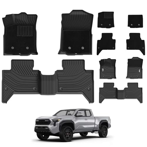 3W Floor Mats & Carpets Custom Fit for Toyota Tacoma 2016-2023, TPE
