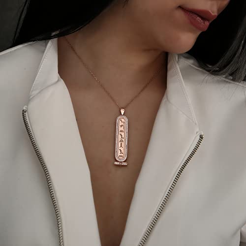 Gold Cartouche Personalized Name Necklace, Handmade 14k Gold Egyptian Pendant Jewelry, Unique Gift for Her