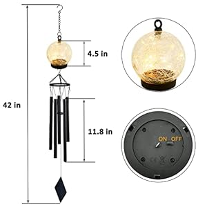 Wind Chimes Outdoor Solar Lights, 42 Inch Large Sympathy Chime 15 LED Twinkle Warm White Crackled Glass Sphere Ball Hanging Lantern Birthday Gifts for Decorative in Garden, Yard, Patio, Landscape Wind Chimes Outdoor Solar Lights 42 Inch Large Sympathy Chime 15 LED Twinkle Warm White Crackled Glass Sphere Ball Hanging Lantern Birthday Gifts for Decorative in Garden Yard Patio Landscape